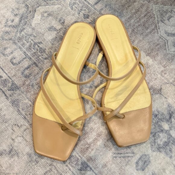 Aeyde Marina Leather Strappy Square Toe Flat Sandals Summer Hazelnut Tan Size 8 - Picture 2 of 10